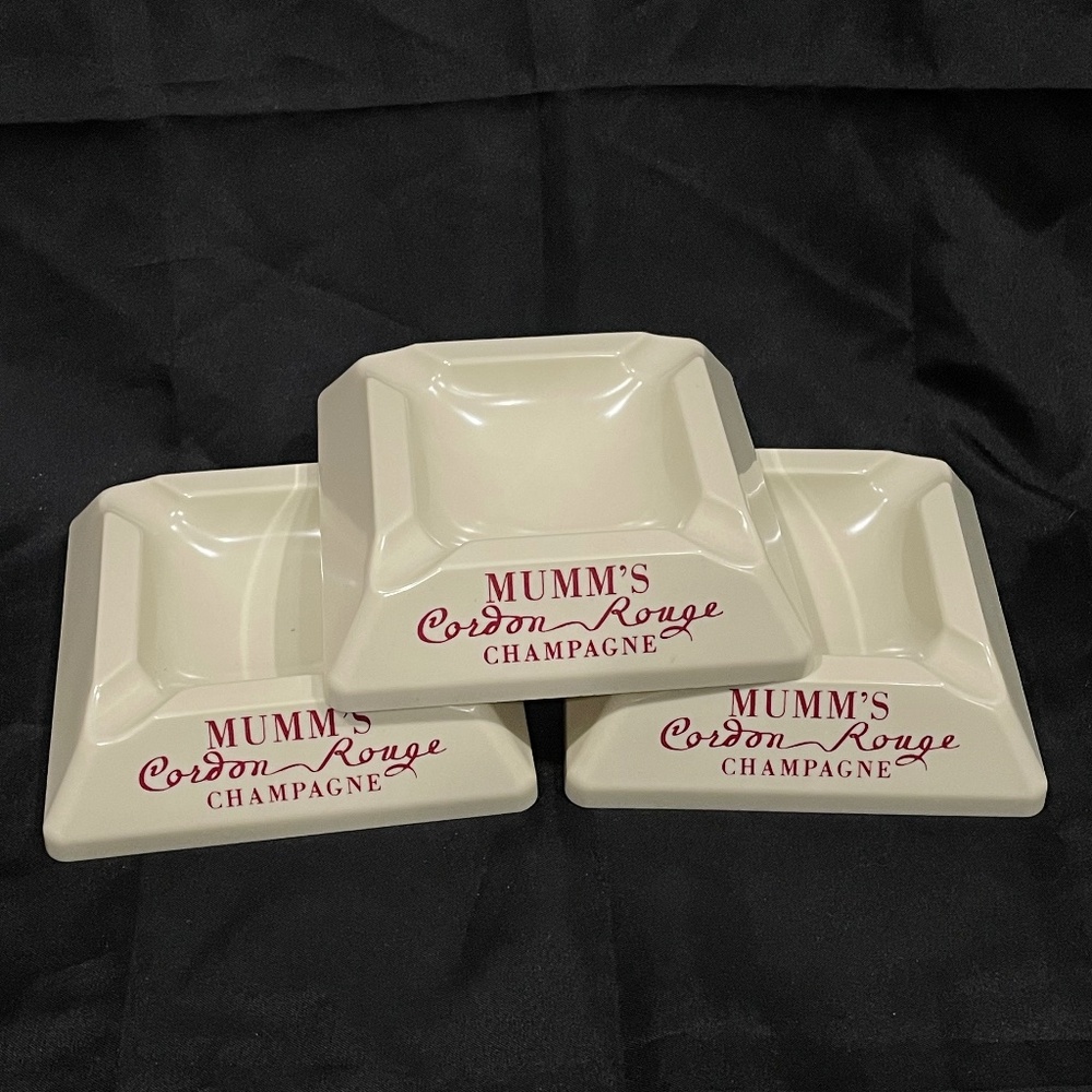 (3) Vintage MUMM'S Cordon Rouge Champagne Ashtrays - New Old Stock